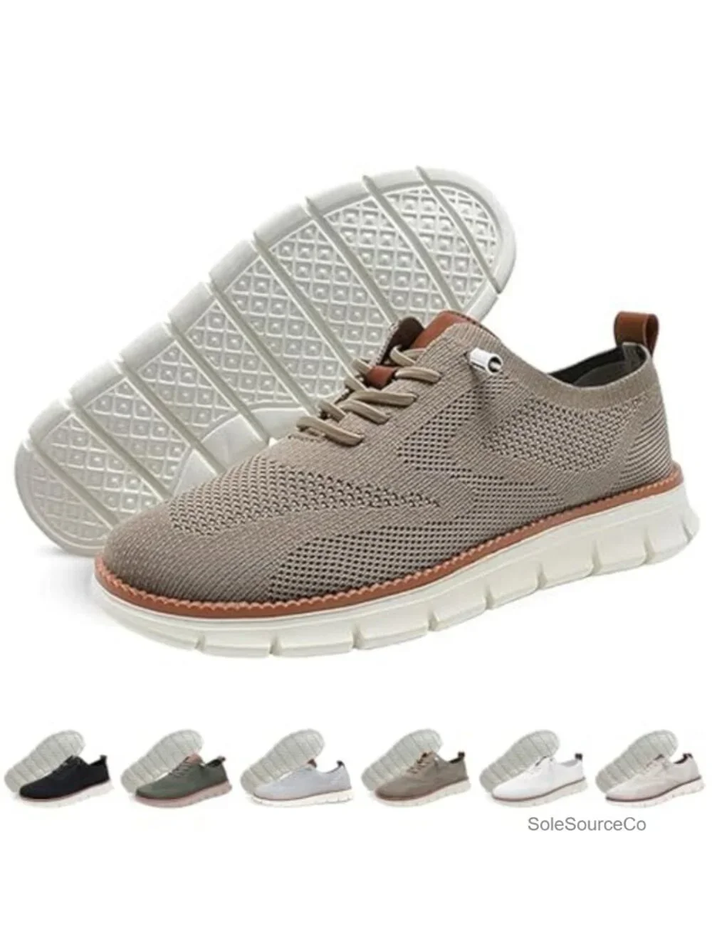 Men's Breathable Knit Oxford Shoes Lightweight Dress Sneakers Casual Lace-Up